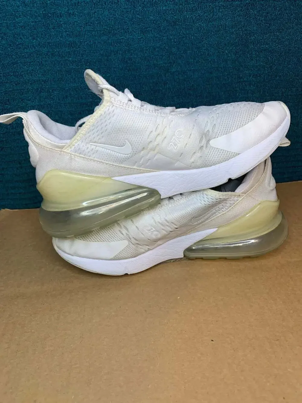 Nike Air Max 270 White Metallic Silver 943345-103 Youth Size 6.5Y - Picture 3 of 7